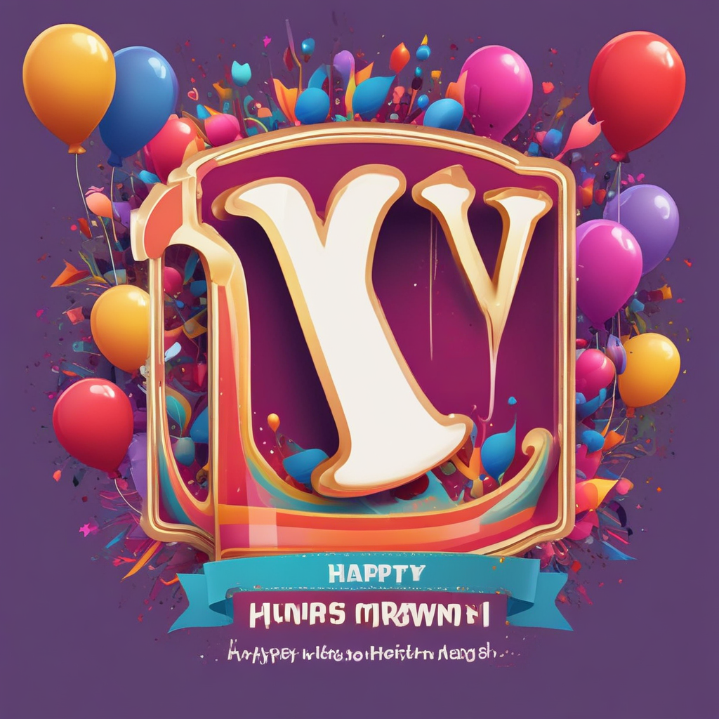 Create a happy birthday image for V, who is 10 years old, in Elegant style, as an animated GIF. Message: v Happy Birthday Images Generator